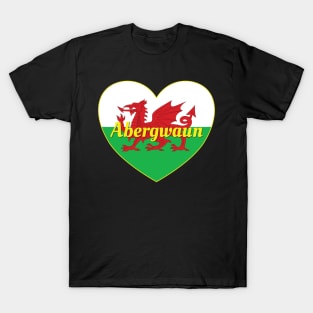 Abergwaun Cymru UK Baner Cymru Calon T-Shirt